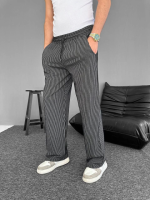 Su Yolu Çizgili Cepli Pantalon - Siyah - Görsel 3