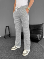 Su Yolu Çizgili Cepli Pantalon - Gri - Görsel 2