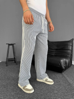 Su Yolu Çizgili Cepli Pantalon - Gri - Görsel 3