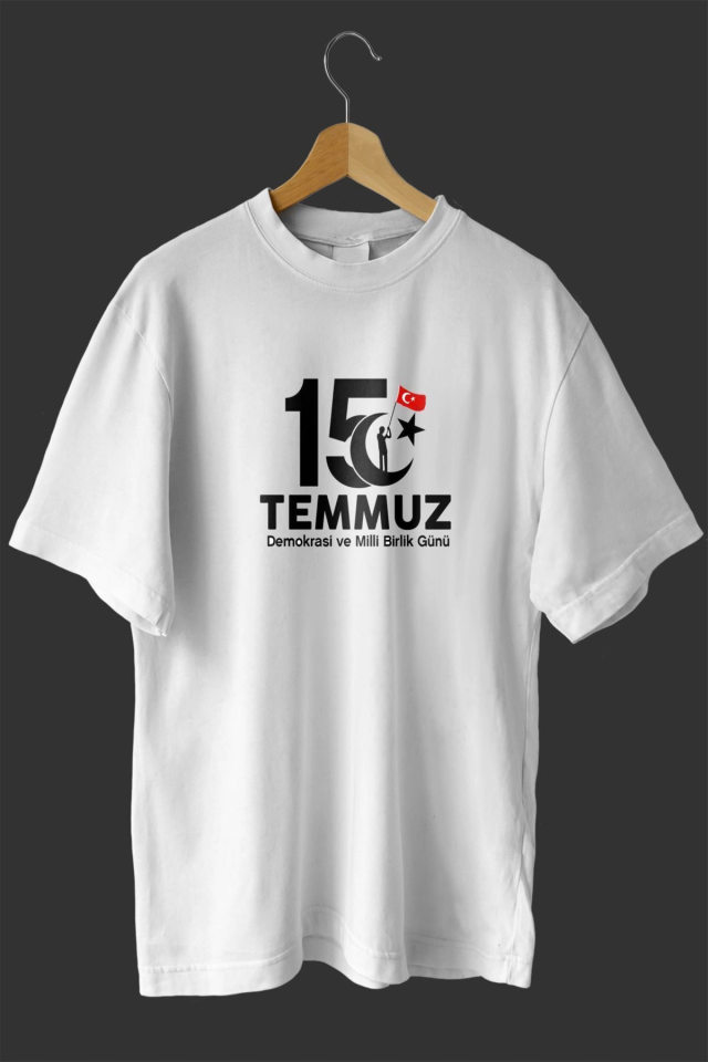 TY6828fdb772dc96828fdb772dcb 15 Temmuza Özel Tasarım Baskılı T-shirt - Beyaz - Görsel 1