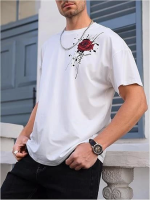 Erkek Bisiklet Yaka Kısa Kol Baskılı T-shirt - Beyaz - Görsel 3