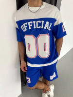 Dijital 00 Baskılı Şortlu Takım - Mavi