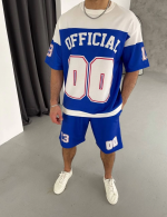 Dijital 00 Baskılı Şortlu Takım - Mavi - Görsel 2