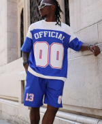 Dijital 00 Baskılı Şortlu Takım - Mavi - Görsel 3