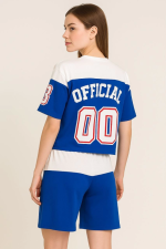 Dijital 00 Baskılı Şortlu Takım - Mavi - Görsel 2