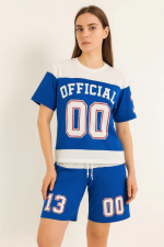 Dijital 00 Baskılı Şortlu Takım - Mavi - Görsel 3