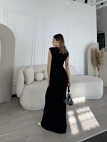 Kolsuz Uzun Likralı Elbise - Siyah - Görsel 3