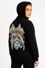 Metallica İki İplik Kapüşonlu Ön Ve Arka Baskılı Hoodie - Siyah - Görsel 3