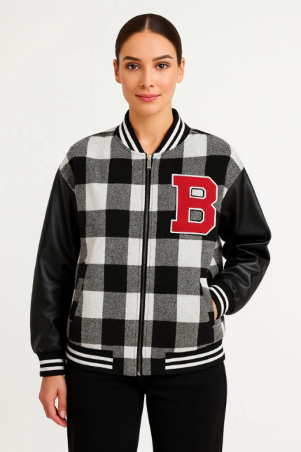 Kolları Suni Deri Içi Astarlı Oduncu Kolej Içi Ceket - Gri