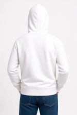 Erkek Üç İplik Kapüşonlu Kanguru Cepli SweatShirt Hoodie - Beyaz - Görsel 3