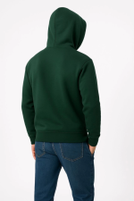 Erkek Üç İplik Kapüşonlu Kanguru Cepli SweatShirt Hoodie - Haki - Görsel 2