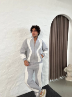 Erkek Premium Parçalı Eşofman Takım - Dik Yaka Fermuarlı Sweatshirt, - Gri - Görsel 2