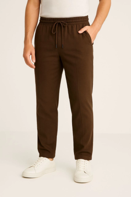 Erkek Keten Pantolon – Cepli, Beli Lastikli Ve Bağcıklı, Nefes Alan Rahat Kalıp, Yazlık Ve Baharlık Günlük Giyim, Şık - Konforlu Boru Paça Model - Kahverengi