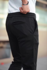 Erkek Diagonel Mikro Dokulu Cepli Beli Lastilki Pantolon - Siyah - Görsel 2