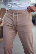 Erkek Diagonel Mikro Dokulu Cepli Beli Lastilki Pantolon - Gri - Görsel 3