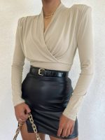 Vatkalı Kruvaze Model Sandy Bluz-Bej - Görsel 2