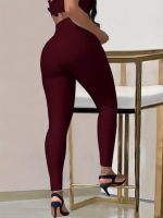 Kadın Yüksek Bel Belden Toka Detaylı Dalgıç Tayt - Görsel 2