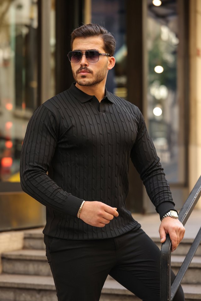 a471a61563bf8113c254a041cbb768ed Erkek Saç örgü Desen Uzun Kollu Triko - Görsel 1