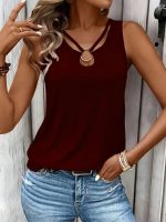 Kadın Askılı Yaka şerit Halka Detaylı Viskon Bluz - Görsel 2