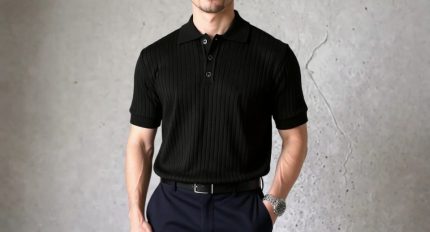 Erkek Kısa Kollu Yakalı Yakadan Düğmeli Triko Bluz