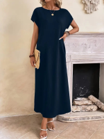 Kadın Uzun Kollu Yakası Açık Viskon Elbise - Görsel 2