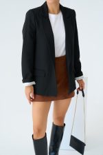 Astarı Çizgili Ceket - Siyah