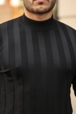 Erkek Yarım Balıkçı Yaka Kabartma Desenli Triko - Görsel 3