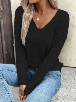 Kadın Uzun Kollu V Yakalı Triko Bluz - Görsel 3