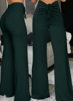 Kadın Yüksek Bel önden Büzgülü Ispanyol Ithal Krep Pantolon - Görsel 3