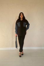 Siyah Kot Garnili Ceket