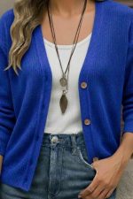 Düğme Detay Triko Bluz - Görsel 2