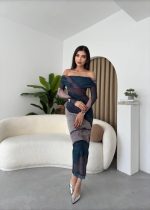 Sevilla Madonna Yaka Tül Elbise - Görsel 3