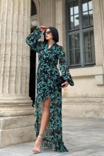 Desenli Desenli Fırfırlı Elbise - Görsel 2