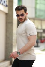 Erkek Bisiklet Yaka Ribanalı Kısa Kollu Tshirt - Görsel 2