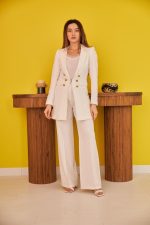 Ekru Blazer Düğmeli Ceket - Görsel 2