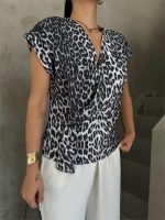 LEOPAR DESEN YANDAN BAĞLAMA DETAYLI BLUZ - Gri - Görsel 2