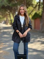 Kadın Kapüşon Ve Büzgü Detay Yağmurluk - Görsel 2