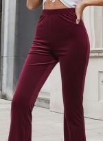 Kadın Yüksek Bel Paçaya Doğru Genişleyen Kadife Pantolon - Görsel 2