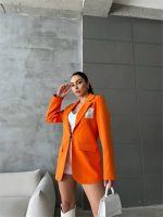 ELLO ETİKETLİ ÇENGELLİ İĞNE DETAYLI CEKET - Orange - Görsel 2