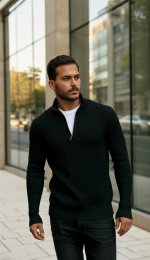 Erkek Balıkçı Zip Yaka Uzun Kollu Triko - Görsel 2