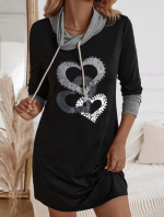 Kadın Uzun Kollu Balıkçı Yaka Bağcıklı Iki Iplik Elbise - Görsel 3