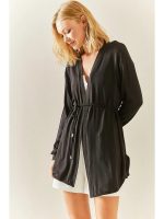 Kadın Uzun Kollu Bağcık Detay Hırka - Görsel 2