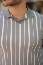 Erkek Yakalı örme Kumaş Kısa Kollu T-shirt - Görsel 3