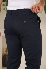 Erkek Casual Slim Fit Cord Desenli Kumaş Pantolon - Görsel 3