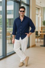 Erkek Uzun Kollu Regular Sofya Keten Gömlek - Görsel 3