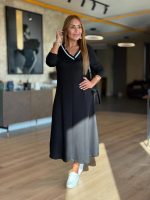 Kadın Uzun Kollu V Yakalı Midi Modal Elbise - Görsel 2