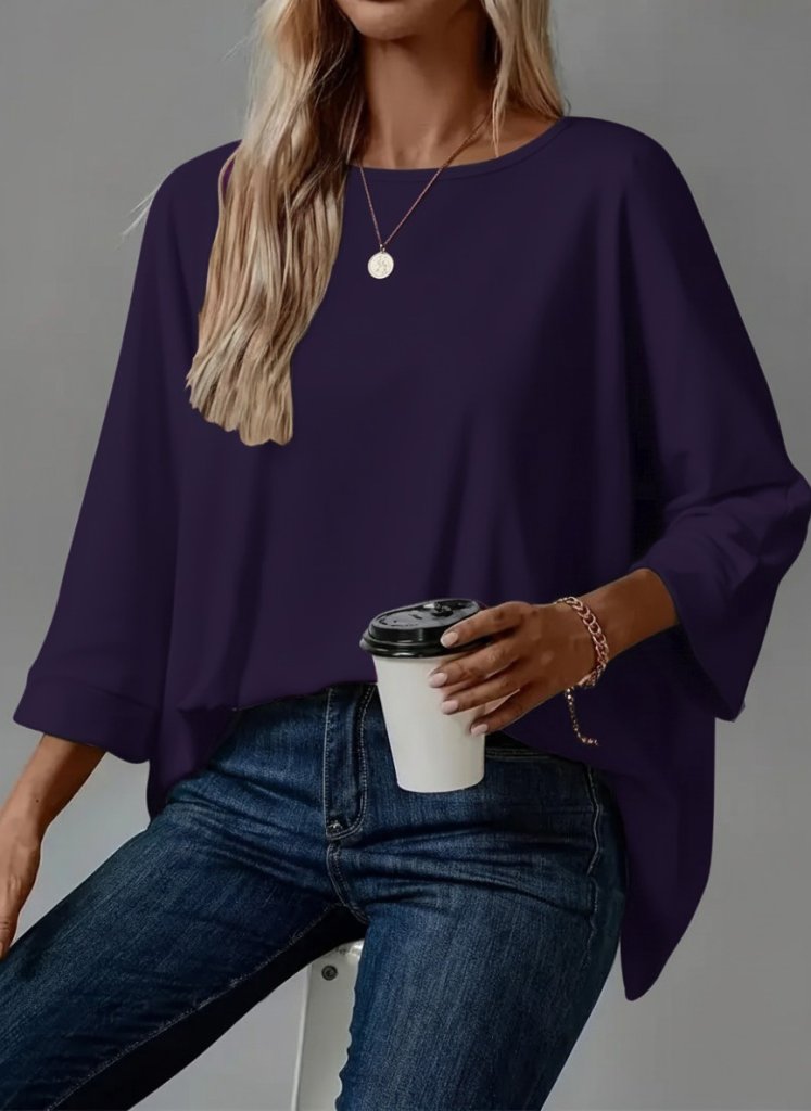 b50e0022958acda58be4 Kadın Truvakar Kollu Bisiklet Yaka Viskon Bluz - Görsel 1