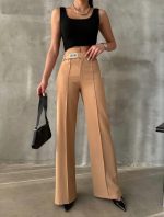 DREAMS ETİKETLİ PALAZZO PANTOLON - Bej - Görsel 2