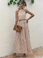 Kadın Daire Yakalı Beli Lastikli Desenli Süprem Elbise - Görsel 2