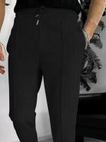 Erkek Yüksek Bel önden Bağcıklı Cepli Waffle Pantolon - Görsel 2